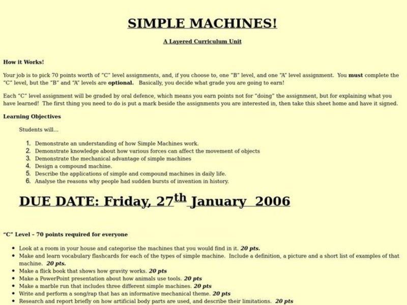 Simple Machines Lesson Plan