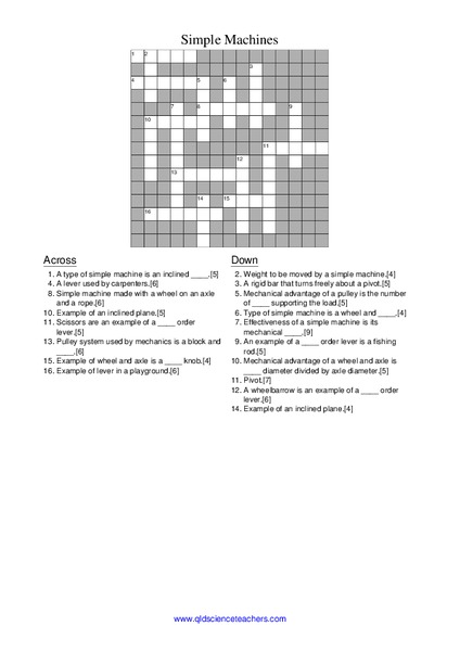 Simple Machines Worksheet