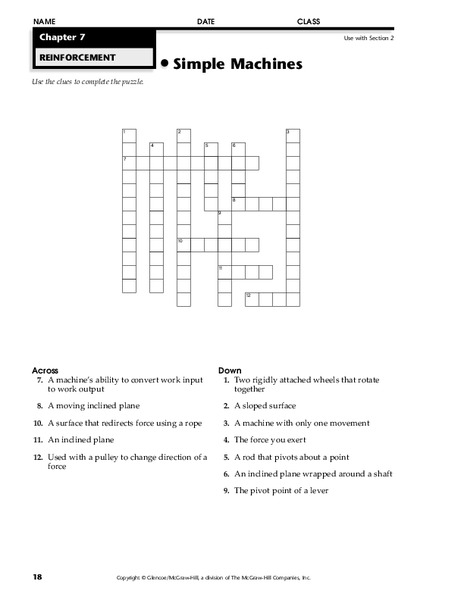 Simple Machines Worksheet