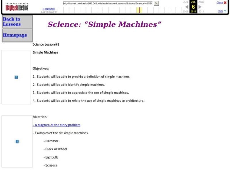 Simple Machines Lesson Plan