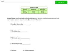 Adverbs - Sentence Completion Worksheet