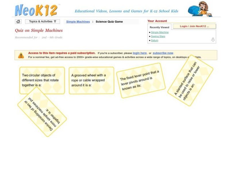 Simple Machines Quiz Interactive
