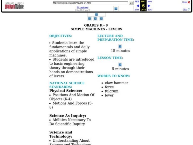 Simple Machines: Levers Lesson Plan