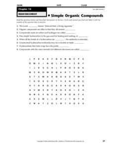 Simple Organic Compounds Worksheet