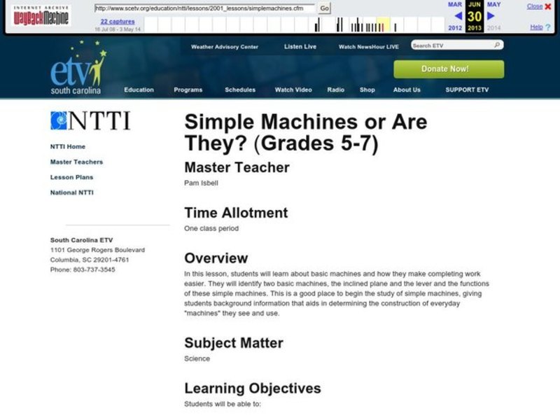 Simple Machines or Are They? Lesson Plan