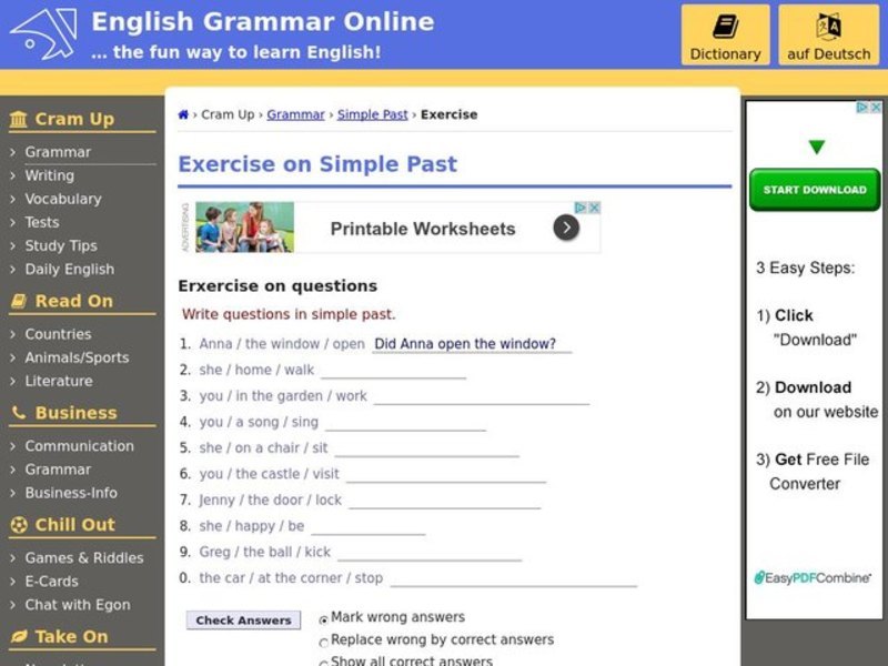 Simple Past Tense Interactive
