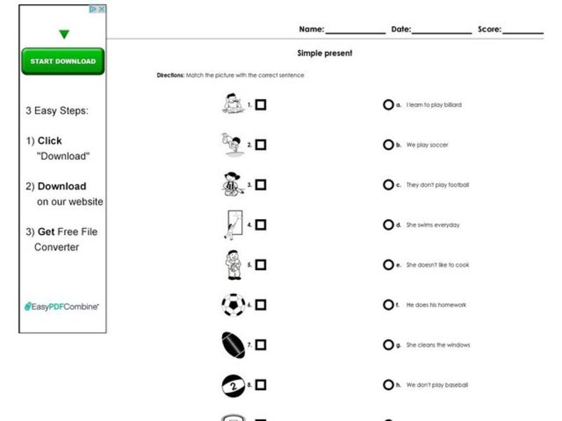 Simple Present Worksheet