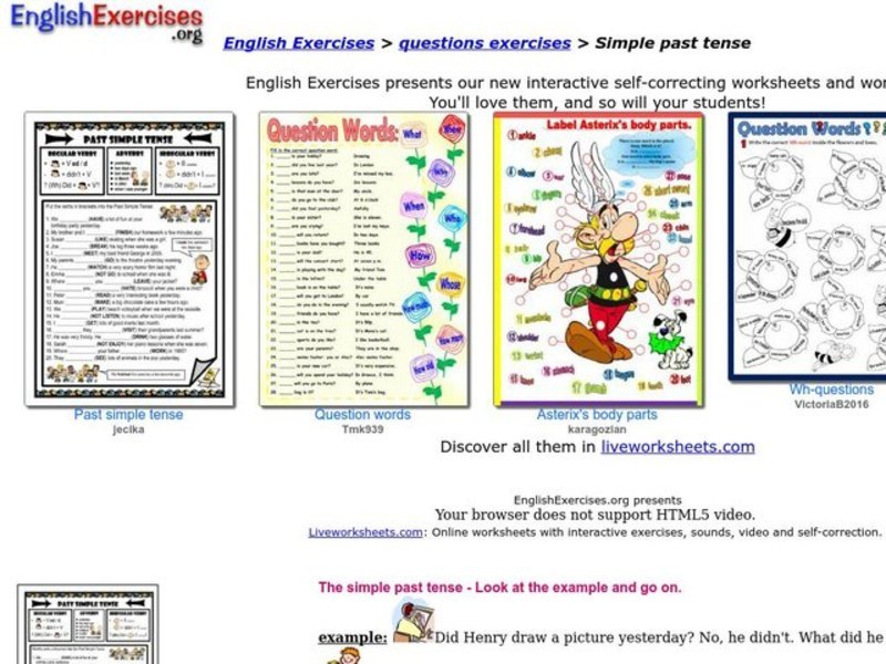 Simple Past Tense Interactive