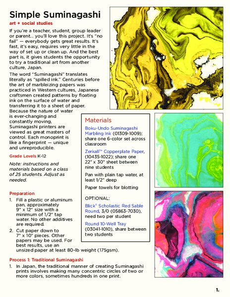 Simple Suminagashi Lesson Plan