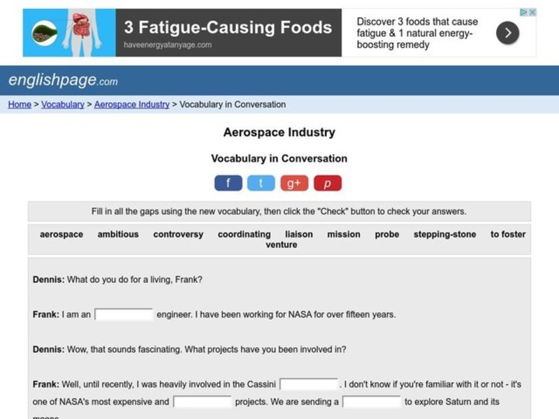 Aerospace Industry: Vocabulary Skills Interactive