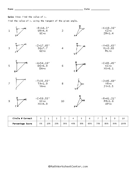Sine Worksheet