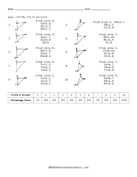 Sine Worksheet