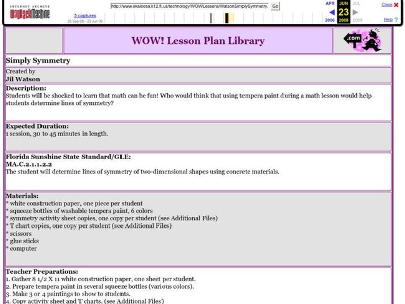 Simply Symmetry Lesson Plan