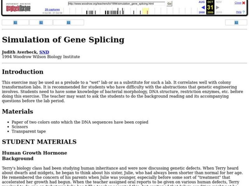 Simulation of Gene Splicing Lesson Plan