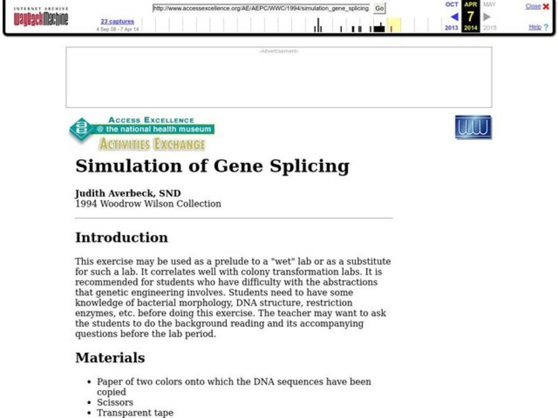 Simulation of Gene Splicing Lesson Plan