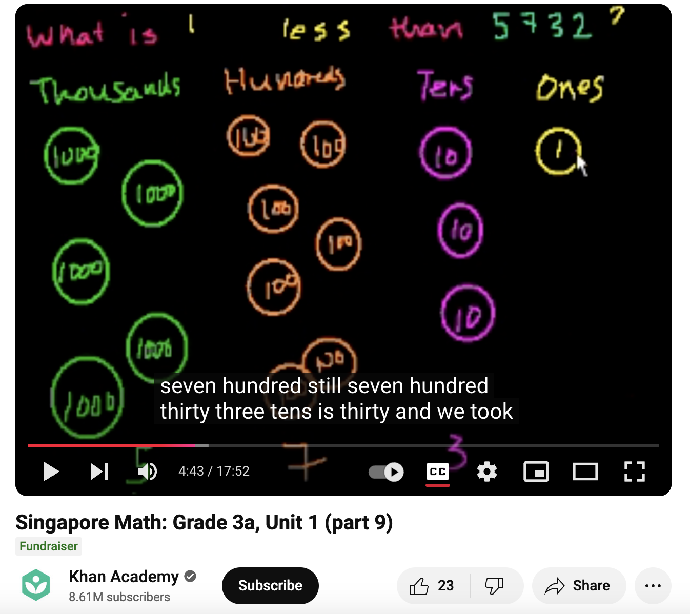 Singapore Math: Grade 3a, Unit 1 (Part 9) Instructional Video