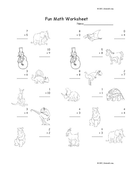 Single Digit Addition Worksheet