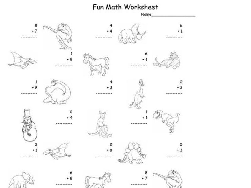 Single Digit Addition Worksheet