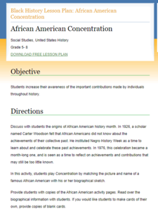 African American Concentration Lesson Plan