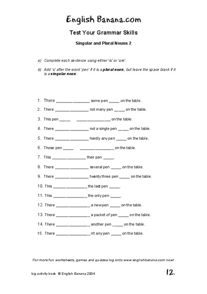 Singular and Plural Nouns 2 Lesson Plan
