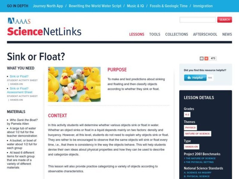 Sink or Float? Lesson Plan