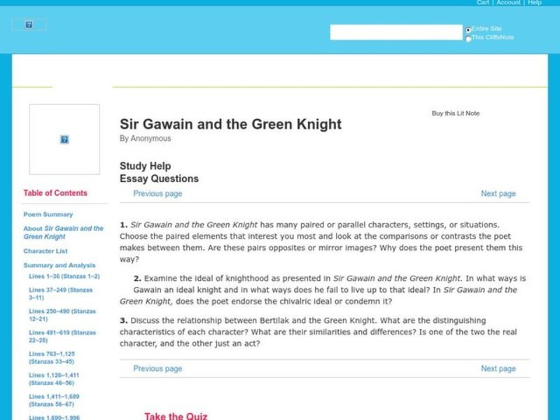 Sir Gawain and the Green Knight by Anonymous Interactive