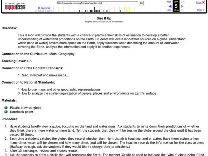 Size It Up Lesson Plan