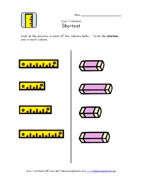 Sizes Worksheet: Shortest Worksheet