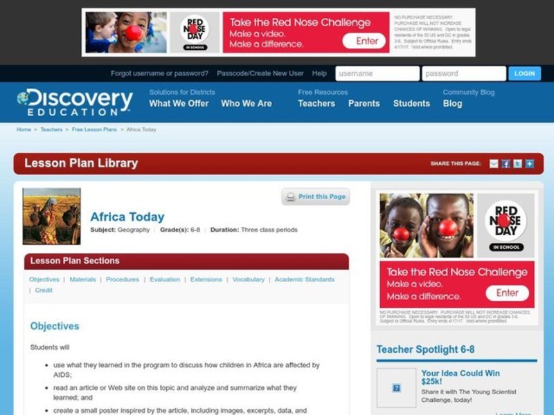 Africa Today Lesson Plan