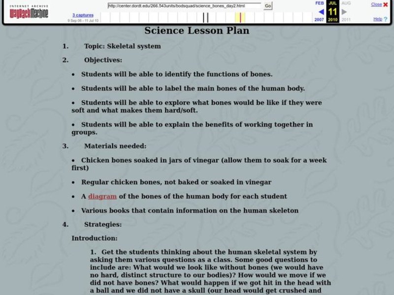 Skeletal System Lesson Plan