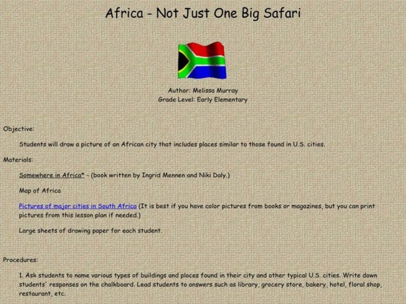 Africa - Not Just One Big Safari Lesson Plan