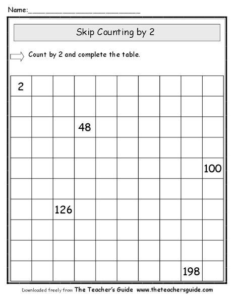 Skip Count by 2 Worksheet