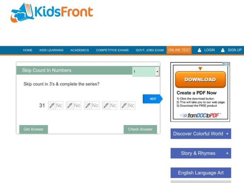 Skip Count In Numbers Interactive