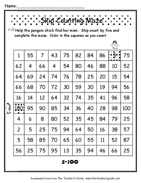 Skip Counting Maze  Worksheet