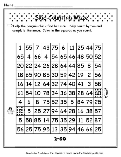 Skip Counting Maze Worksheet