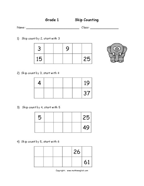 Skip Counting Worksheet