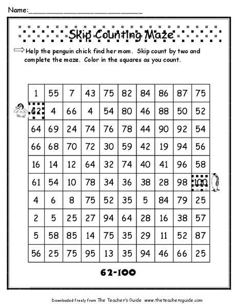 Skip Counting Maze Worksheet