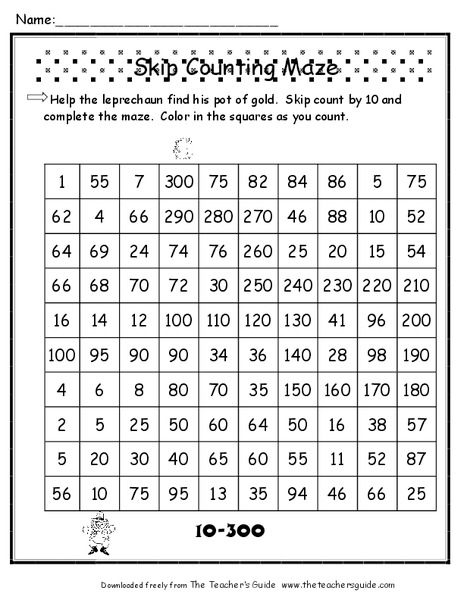 Skip Counting Maze Worksheet