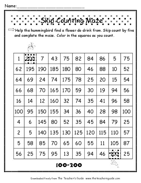Skip Counting Maze Worksheet