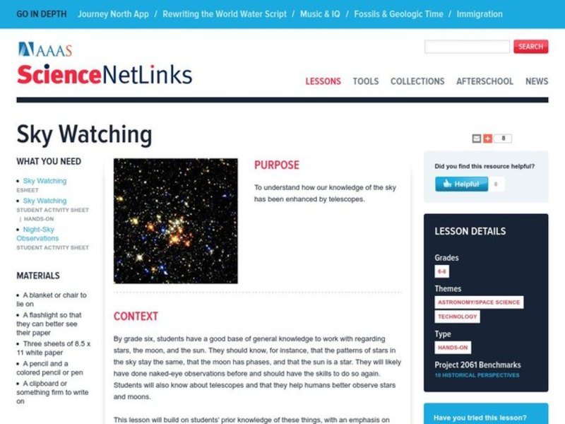 Sky Watching Lesson Plan