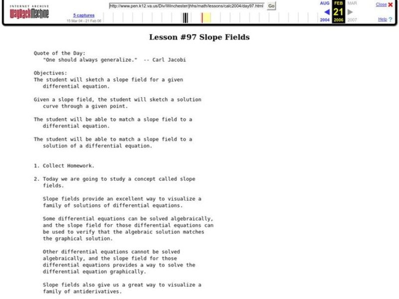 Slope Fields Lesson Plan