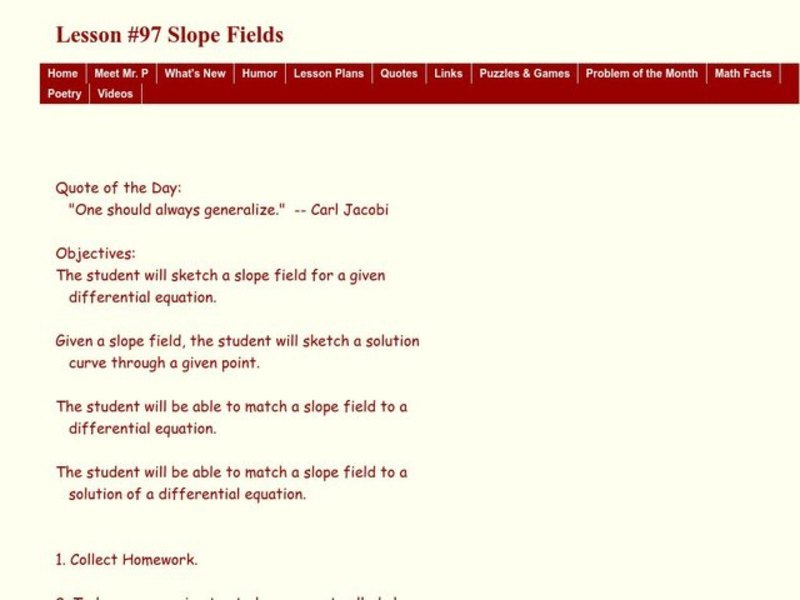 Slope Fields Lesson Plan