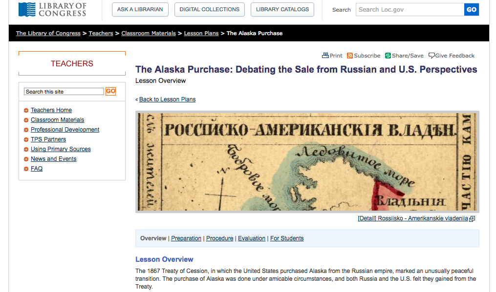 The Alaska Purchase: Debating the Sale from Russian and U.S. Perspectives Lesson Plan