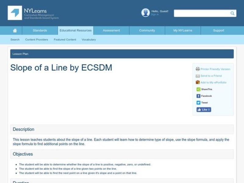 Slope of a Line Lesson Plan