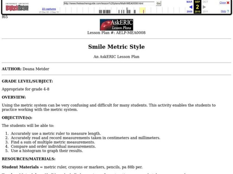 Smile Metric Style Lesson Plan