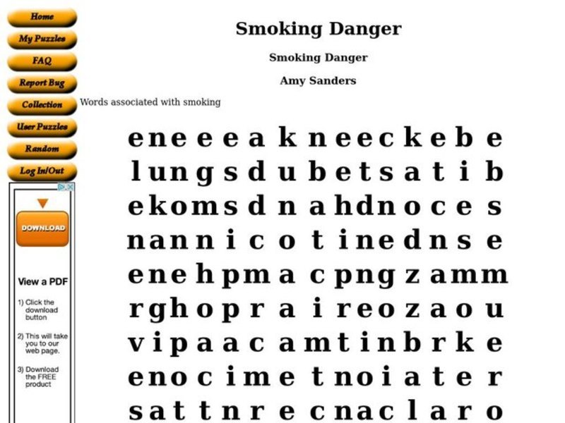 Smoking Danger Worksheet