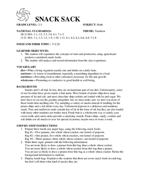 SNACK SACK Lesson Plan