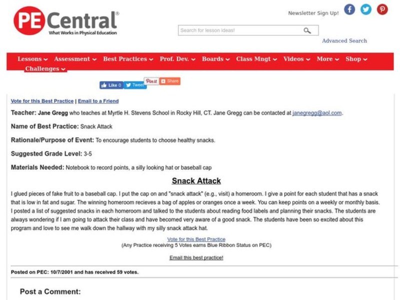 Snack Attack Lesson Plan