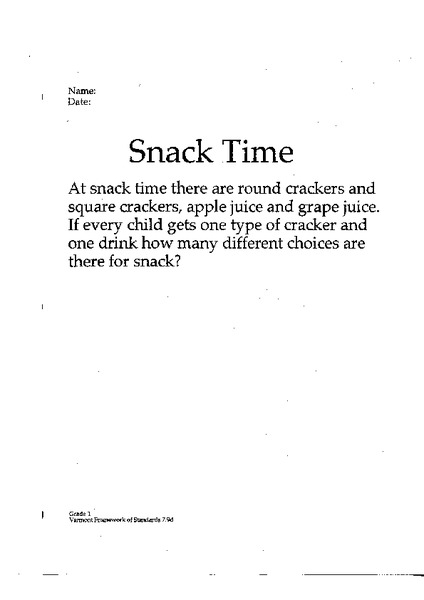 Snack Time Worksheet