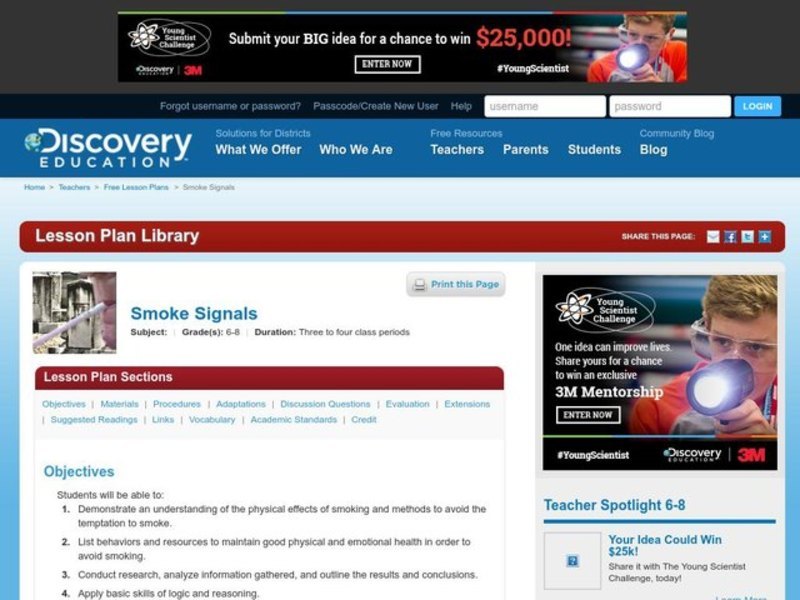 Smoke Signals Lesson Plan